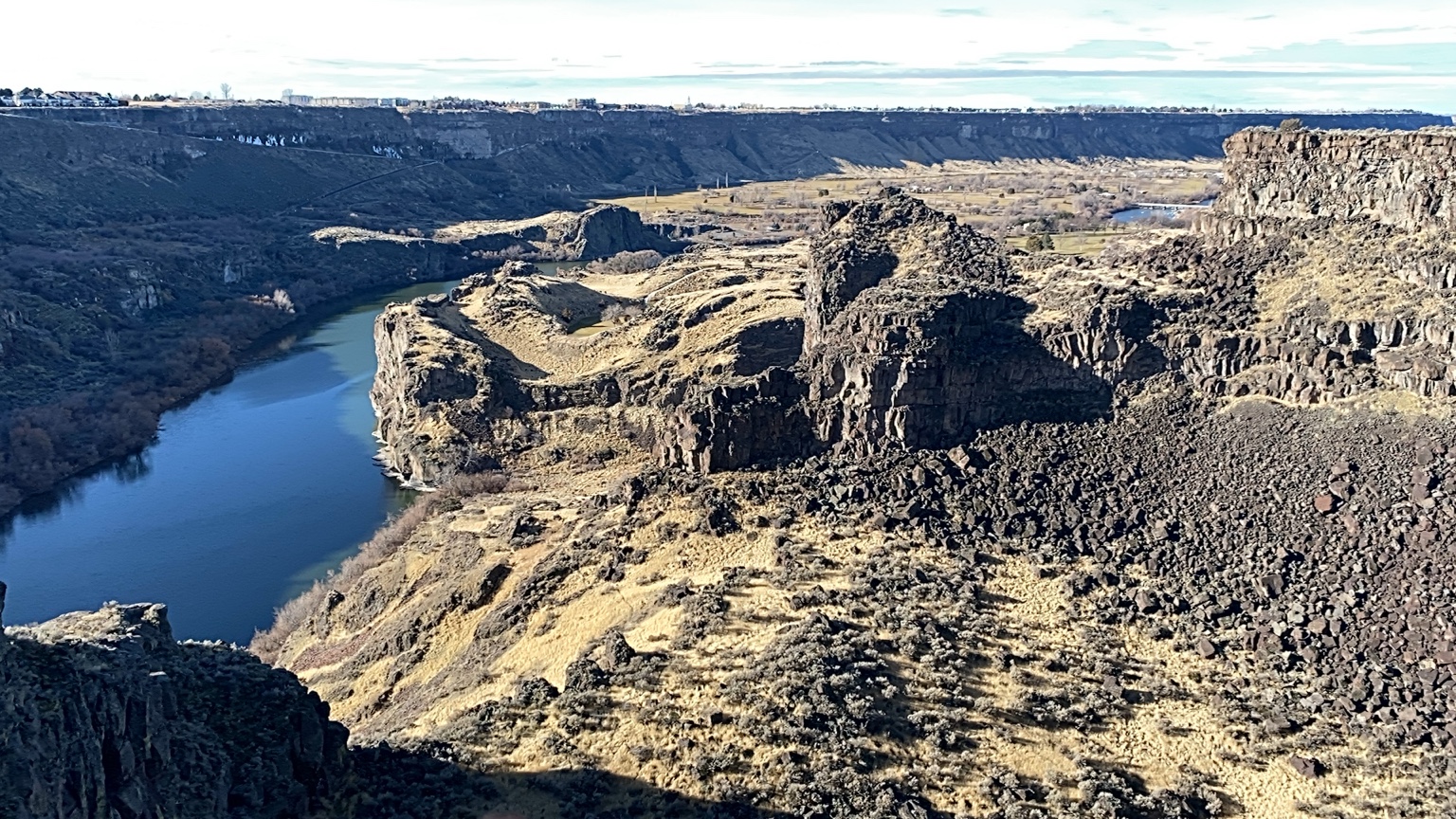 Snake River cutting through rugged canyon walls
